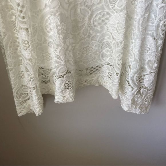 Robbie Bee Cream Lacey Short Sleeve Midi Dress - Picture 10 of 12